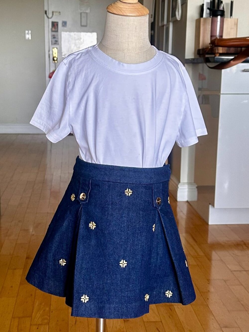 Jacadi Pleated Denim Skirt